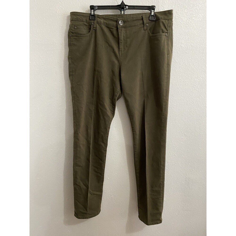 Kut from Kloth Womens Meghan Cigarette Trouser Olive Green Cotton Stretch 16 K24